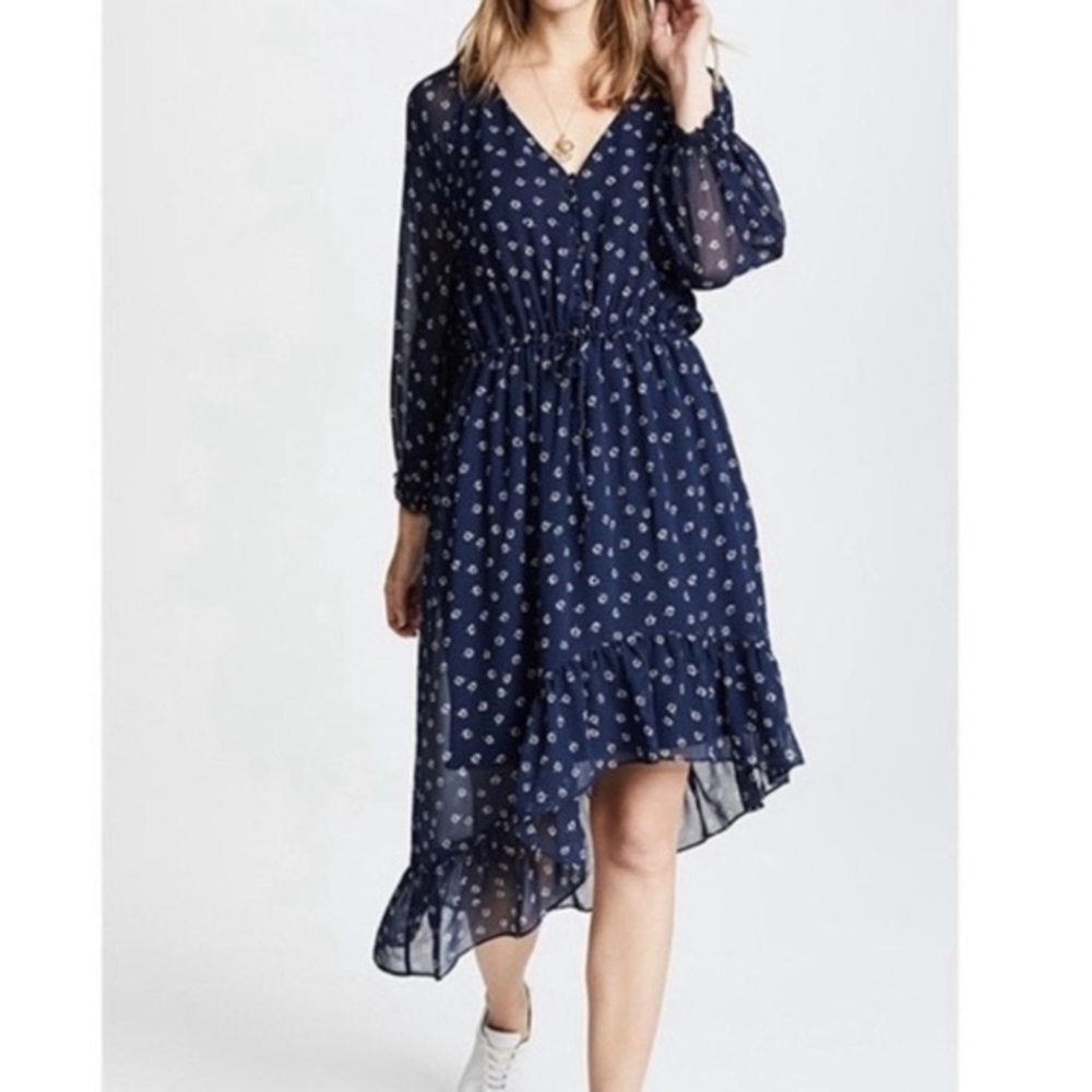 Joie floral midi silk chiffon dress asymmetrical